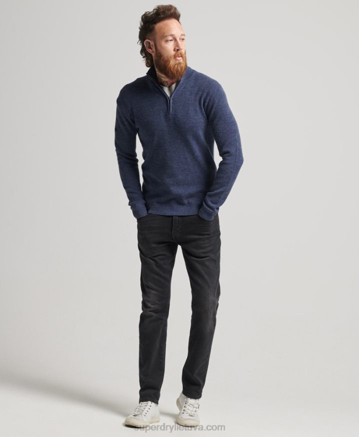 Superdry Merino Half Zip Jumper Navy Men