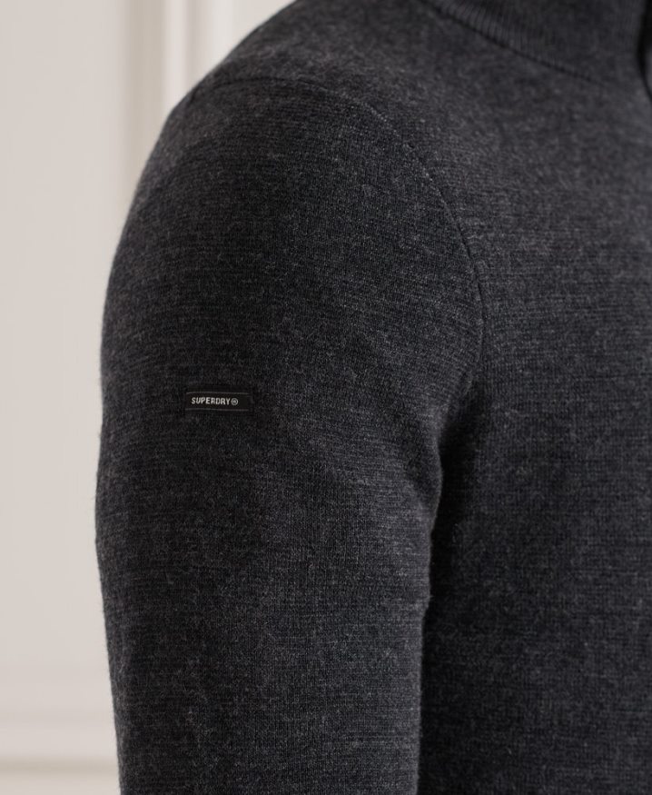 Superdry Merino Henley Jumper Dark Grey Men