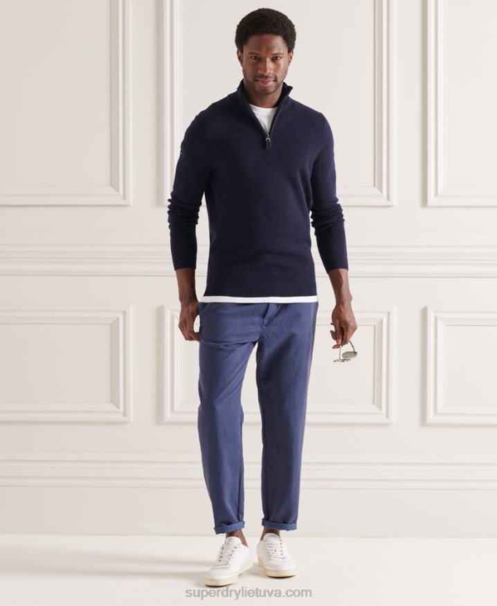 Superdry Merino Henley Jumper Navy Men