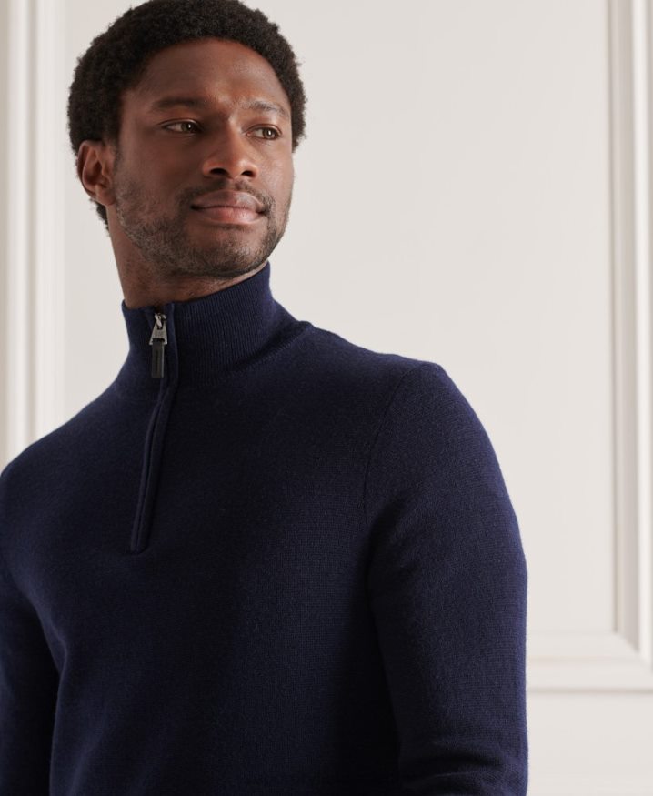 Superdry Merino Henley Jumper Navy Men