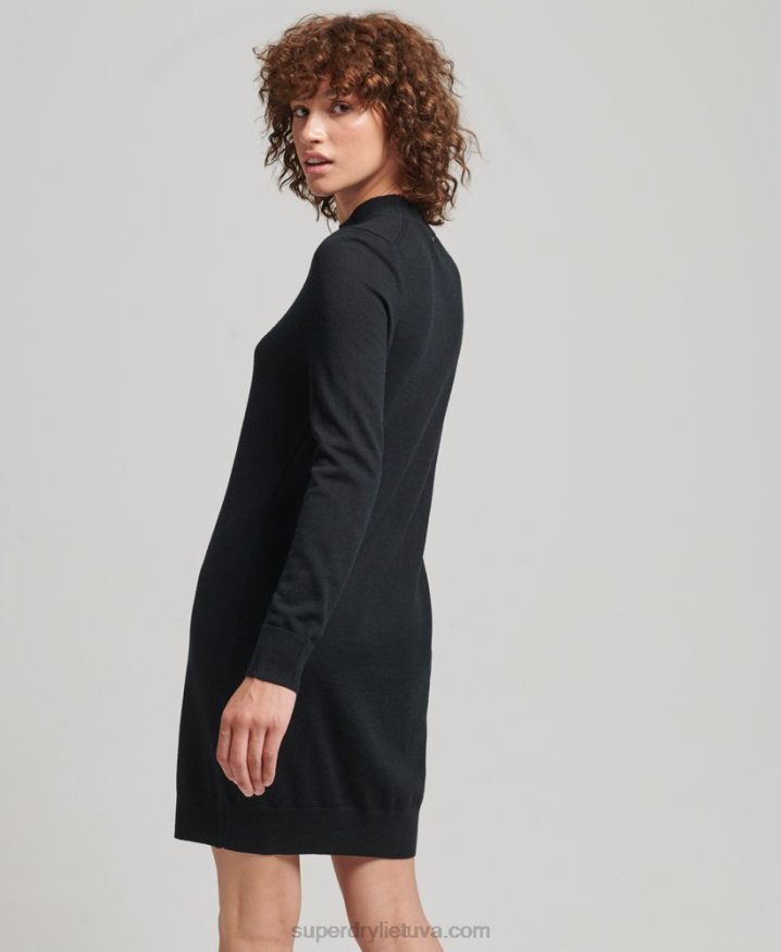 Superdry Merino Knit Dress Black Women