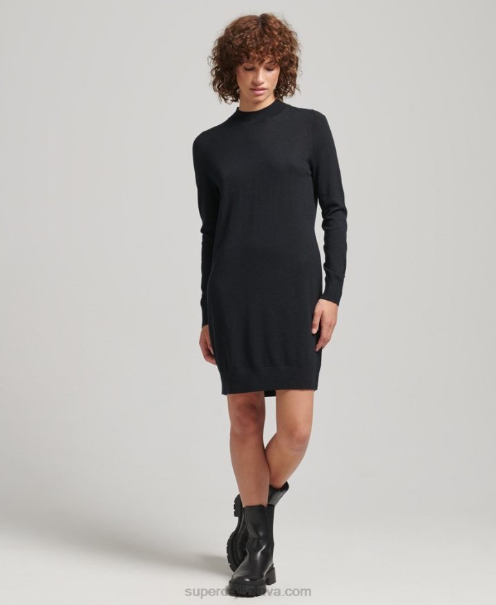 Superdry Merino Knit Dress Black Women