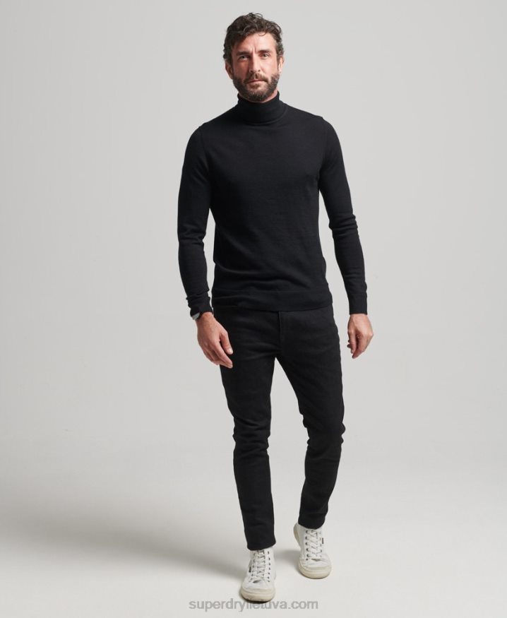 Superdry Merino Roll Neck Jumper Black Men