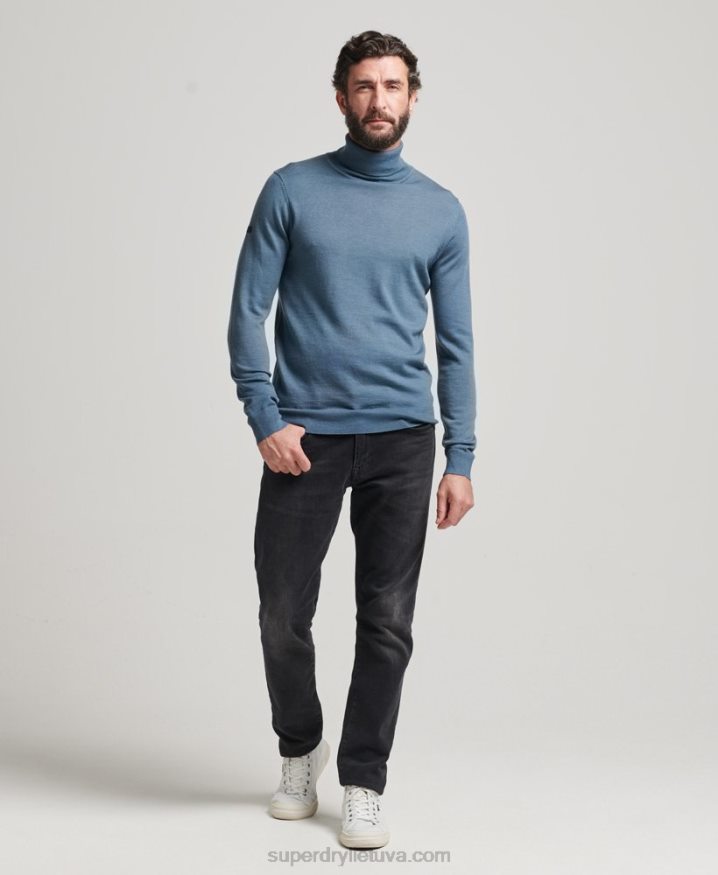 Superdry Merino Roll Neck Jumper Blue Men