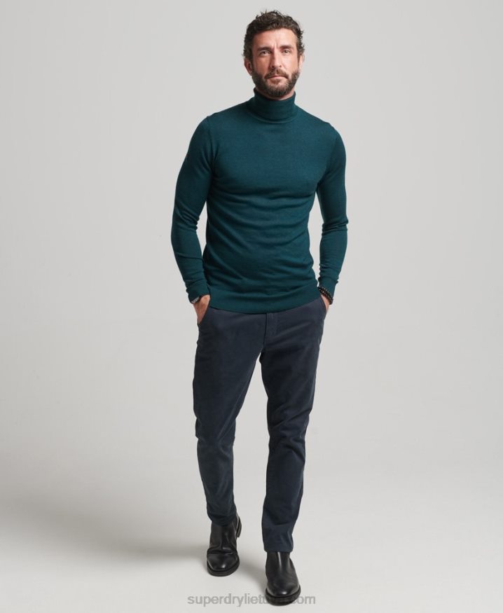 Superdry Merino Roll Neck Jumper Green Men