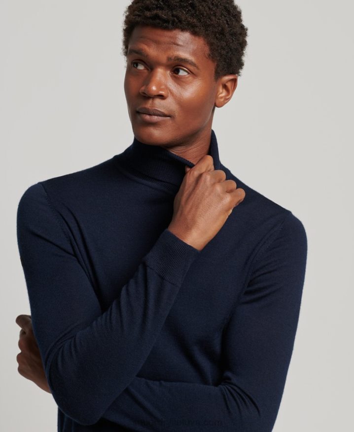 Superdry Merino Roll Neck Jumper Navy Men