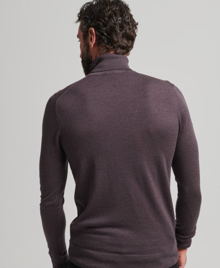 Superdry Merino Roll Neck Jumper Purple Men