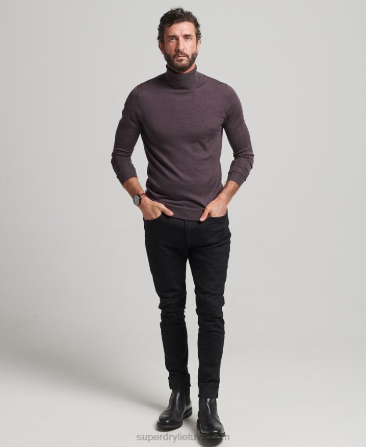 Superdry Merino Roll Neck Jumper Purple Men