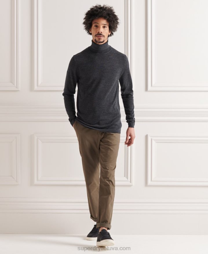 Superdry Merino Rollneck Jumper Dark Grey Men