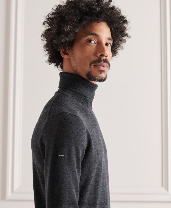 Superdry Merino Rollneck Jumper Dark Grey Men