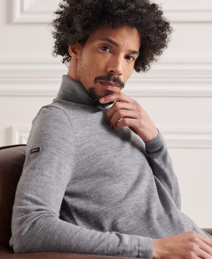 Superdry Merino Rollneck Jumper Light Grey Men