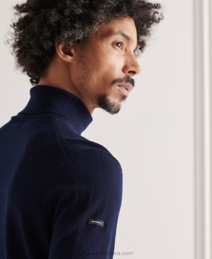 Superdry Merino Rollneck Jumper Navy Men