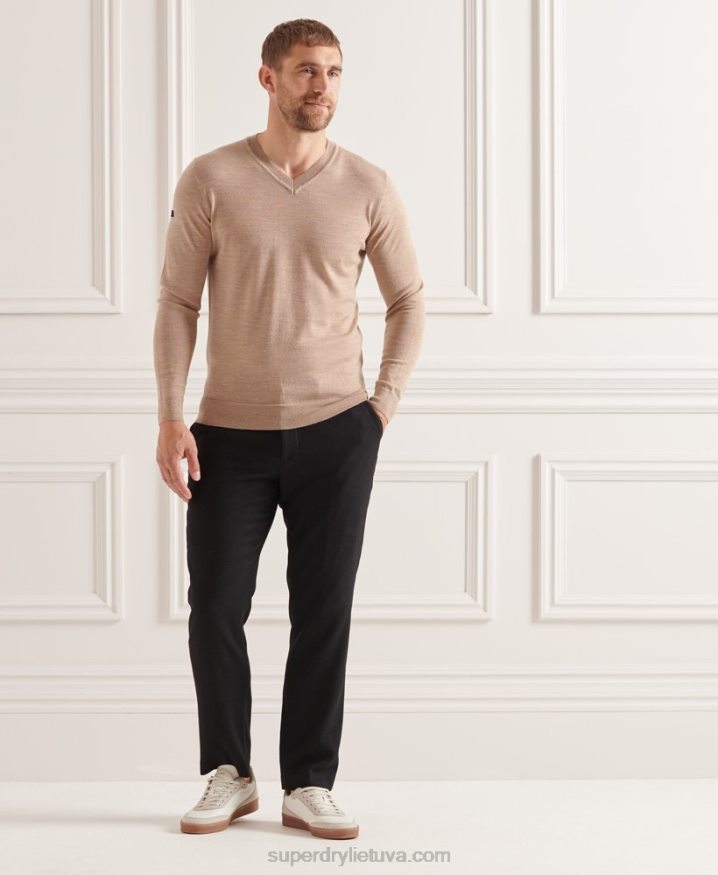 Superdry Merino V-Neck Jumper Brown Men