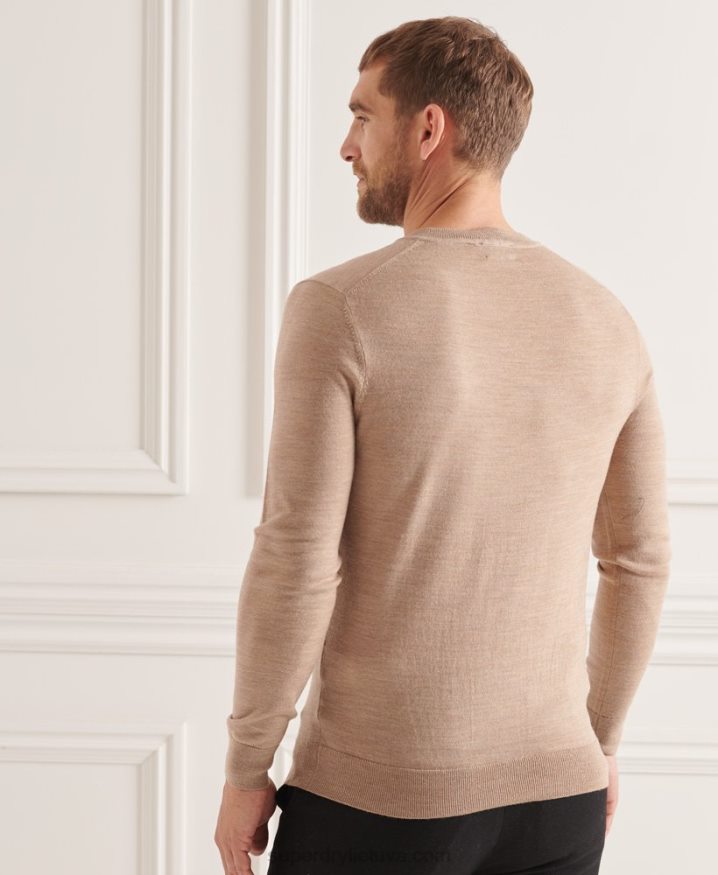 Superdry Merino V-Neck Jumper Brown Men