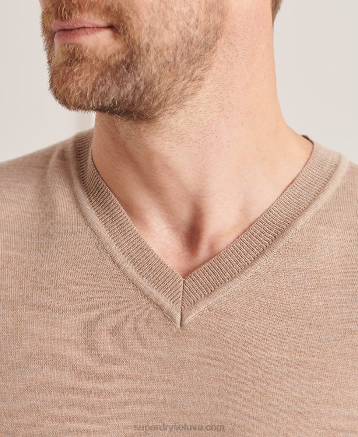 Superdry Merino V-Neck Jumper Brown Men