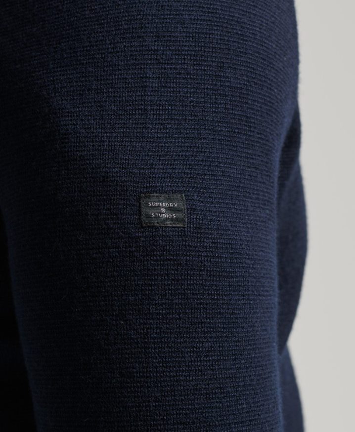 Superdry Merino Zip Through Knitted Cardigan Navy Men