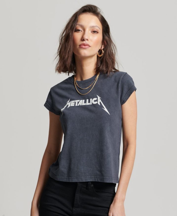 Superdry Metallica Cap Sleeve Band T-Shirt Black Women