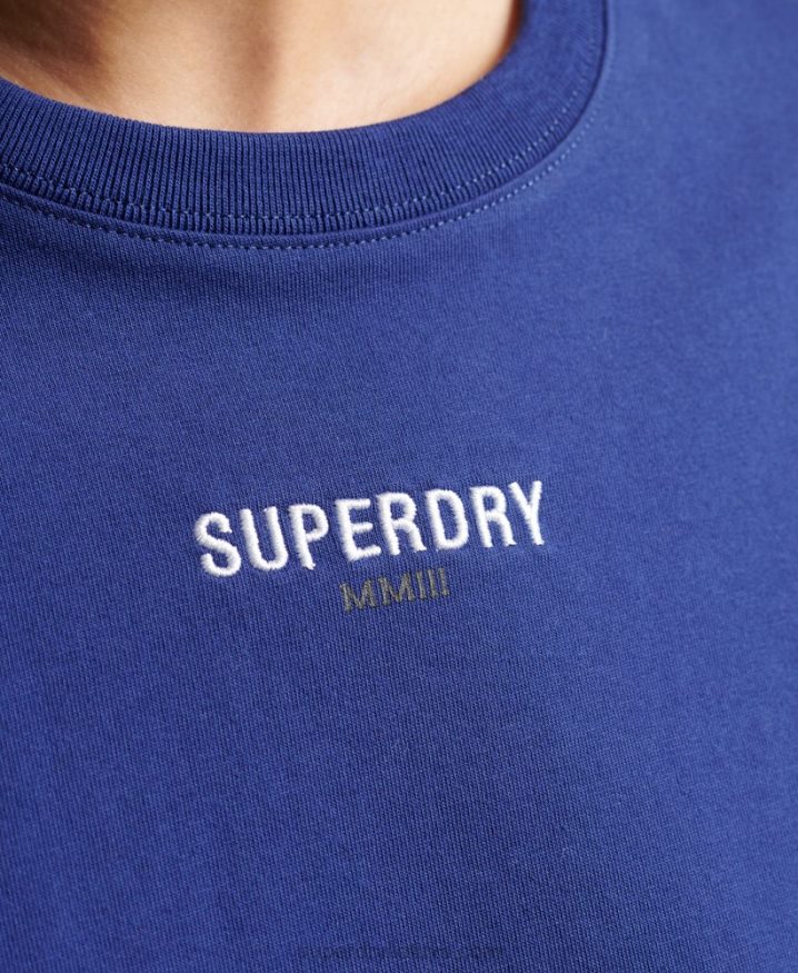 Superdry Micro Logo Embroidered Boxy T-Shirt Navy Women