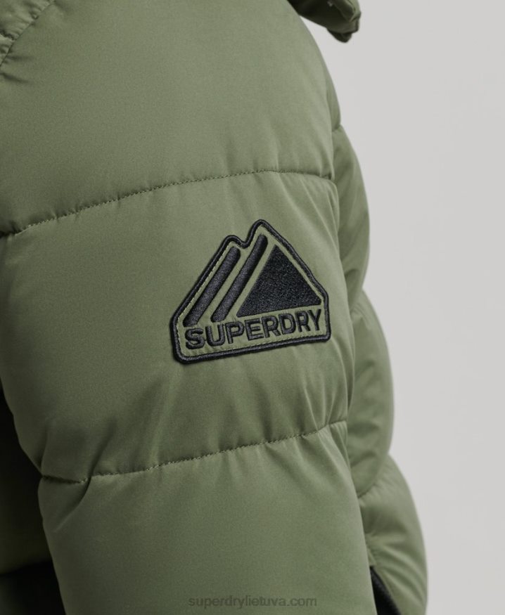 Superdry Microfibre Mountain Puffer Jacket Khaki Men