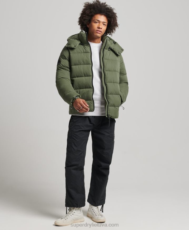 Superdry Microfibre Mountain Puffer Jacket Khaki Men