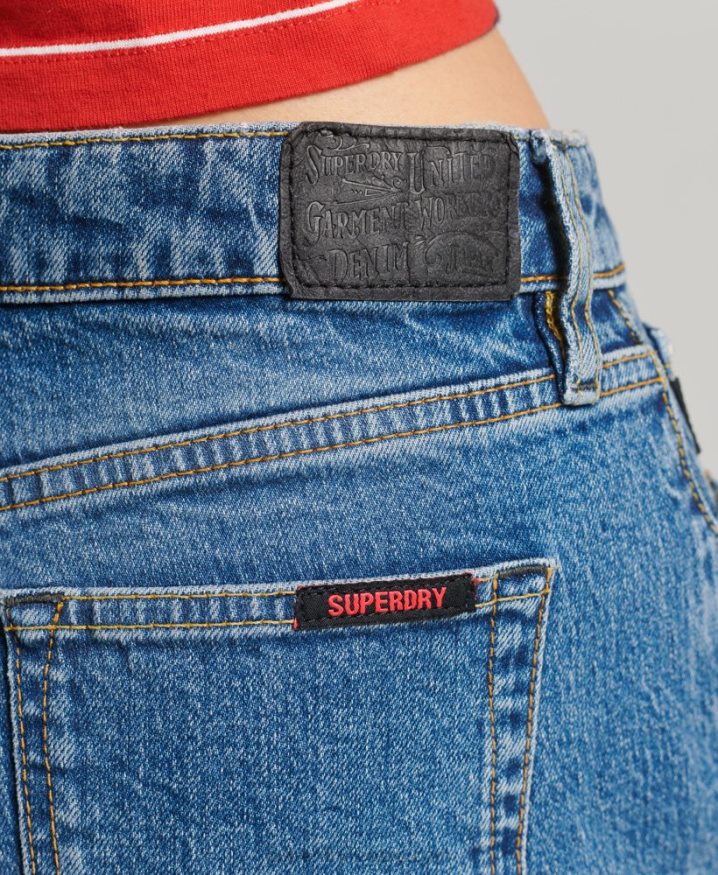 Superdry Mid Rise Cut off Short Dark Blue Women