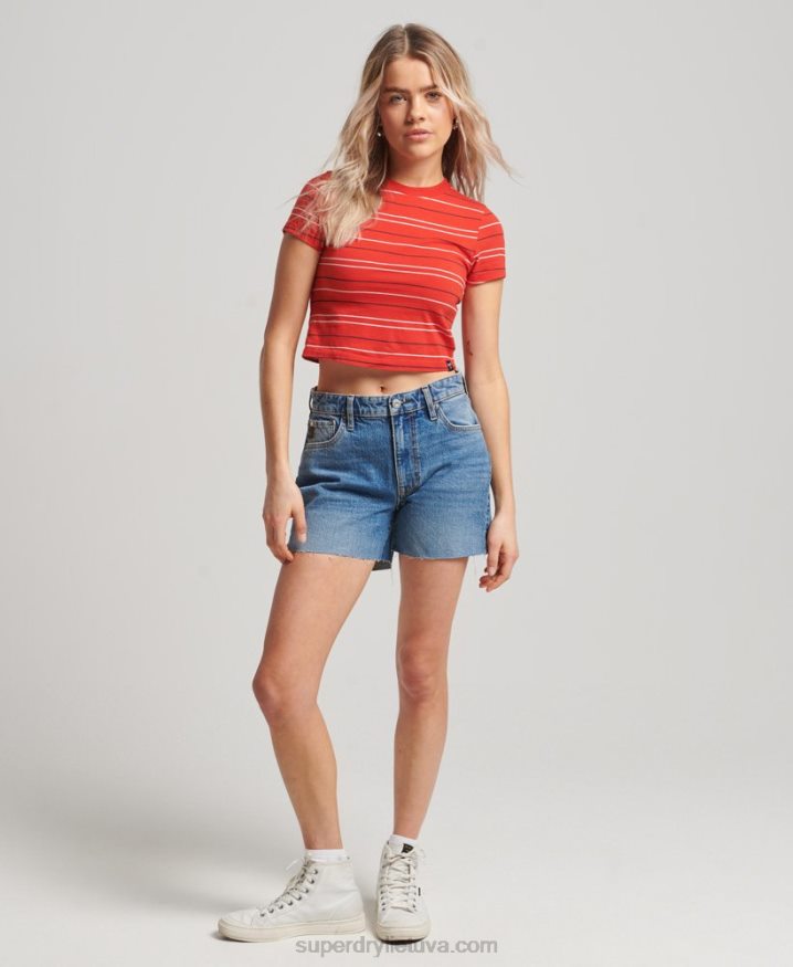 Superdry Mid Rise Cut off Short Dark Blue Women