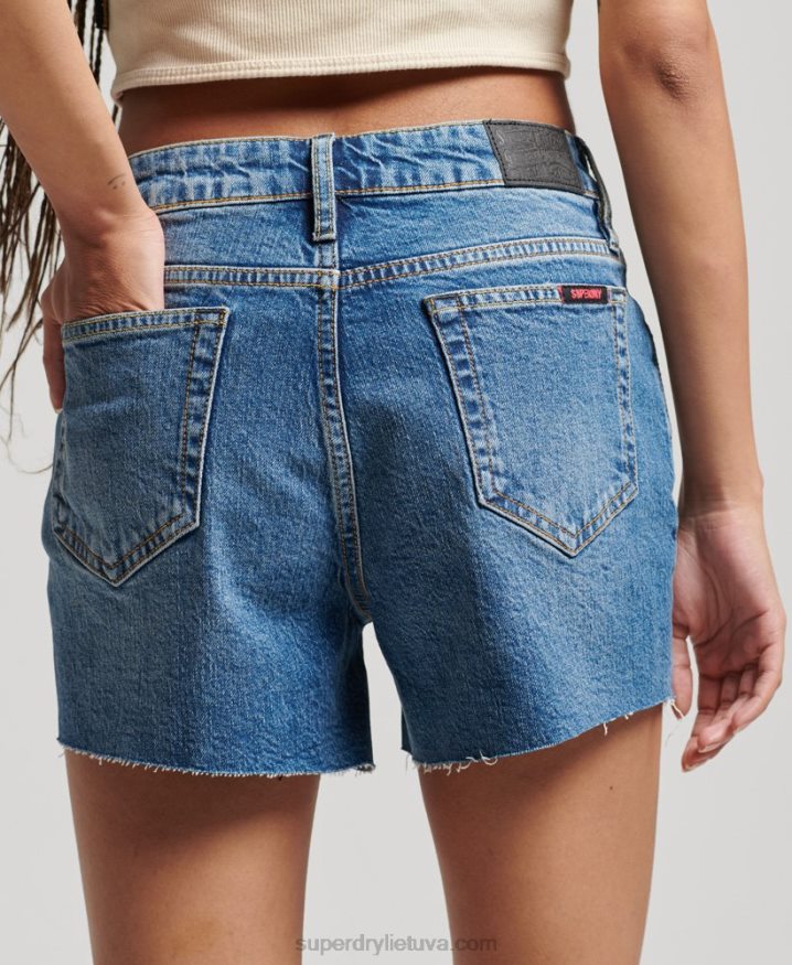 Superdry Mid Rise Slim Shorts Blue Women