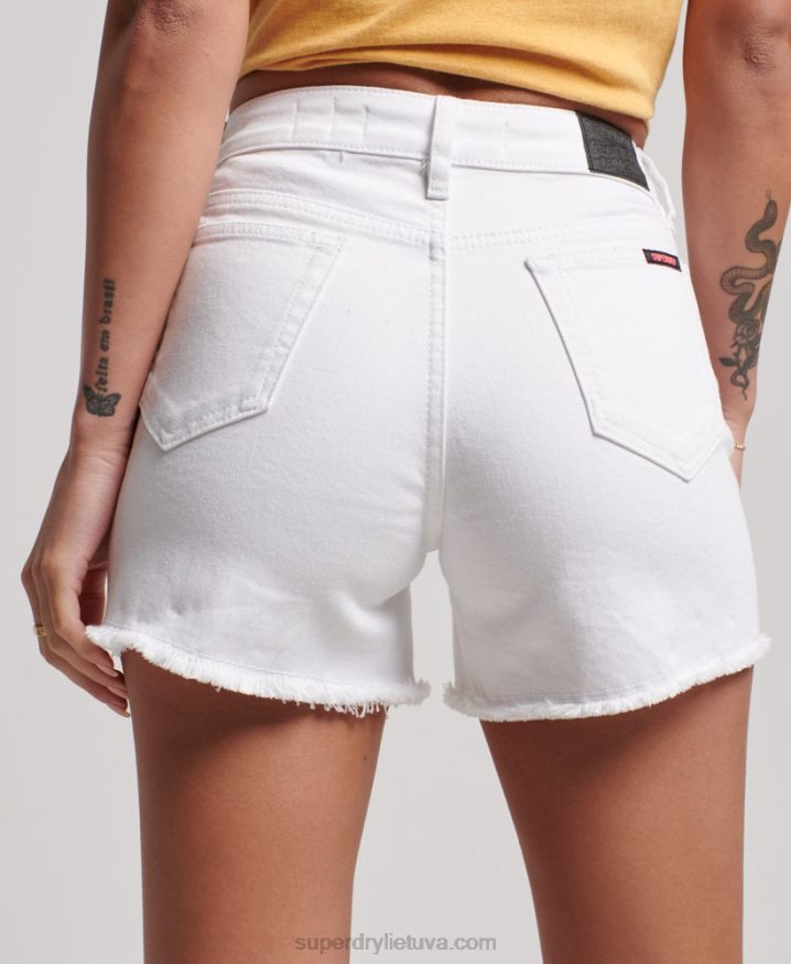 Superdry Mid Rise Slim Shorts White Women