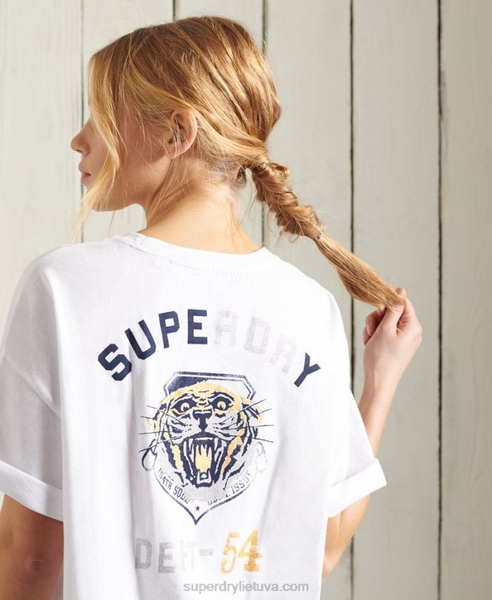 Superdry Military Narrative Boxy Tee White Women