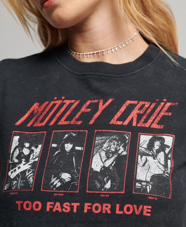 Superdry Motley Crue Cap Sleeve T-Shirt Black Women