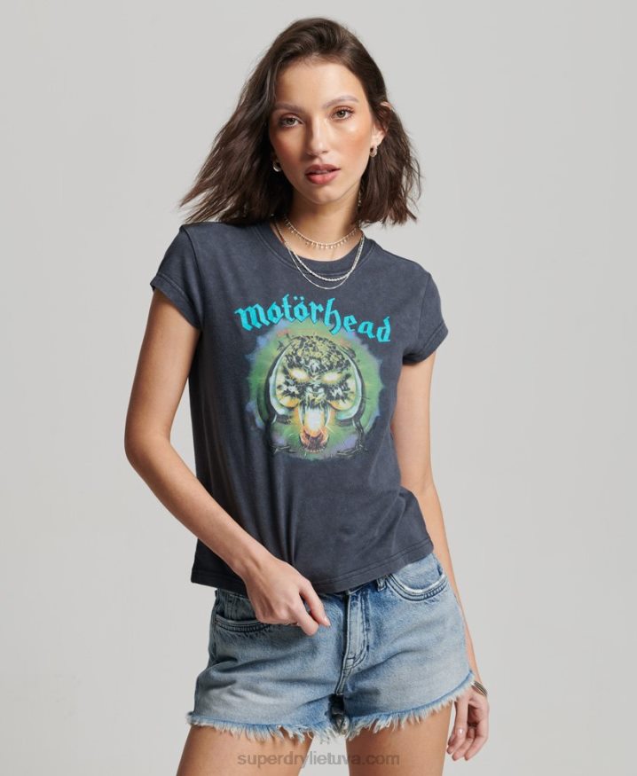 Superdry Motorhead Cap Sleeve Band T-Shirt Black Women