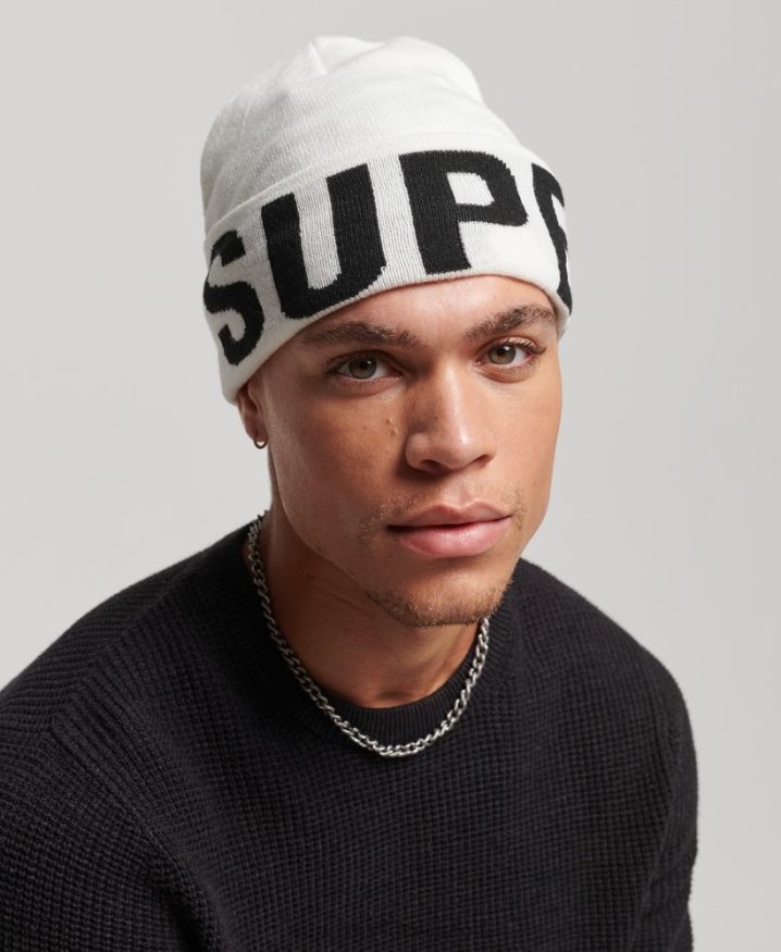 Superdry Mountain Knitted Hat White Women