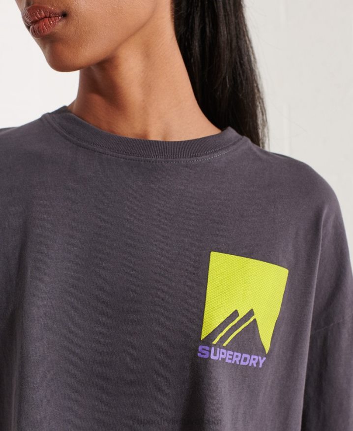 Superdry Mountain Sport Energy Crop Top Dark Grey Women