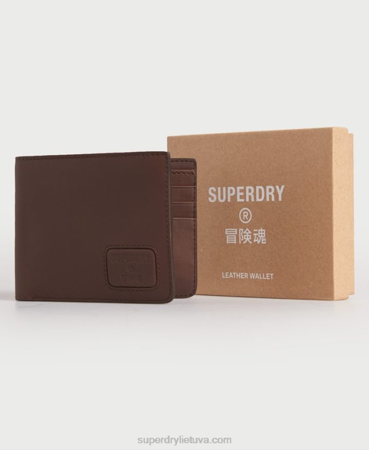 Superdry NYC Bifold Leather Wallet Brown Men