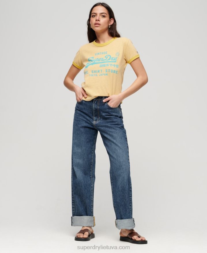 Superdry Neon Vintage Logo T-Shirt Yellow Women