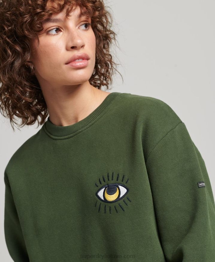 Superdry Nomadic Folk Sweatshirt Dress Green Women