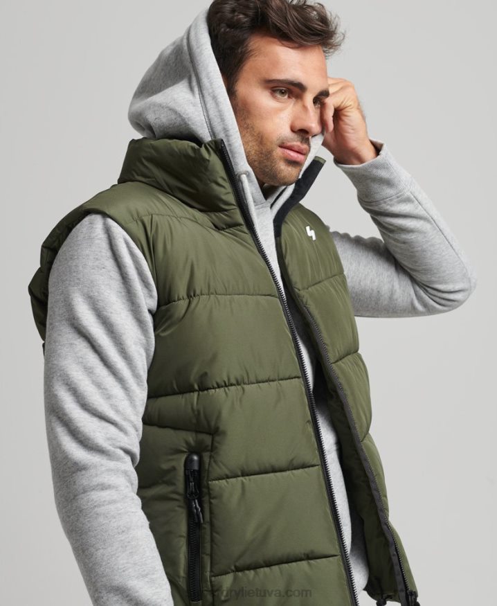 Superdry Non Hooded Sports Puffer Gilet Khaki Men