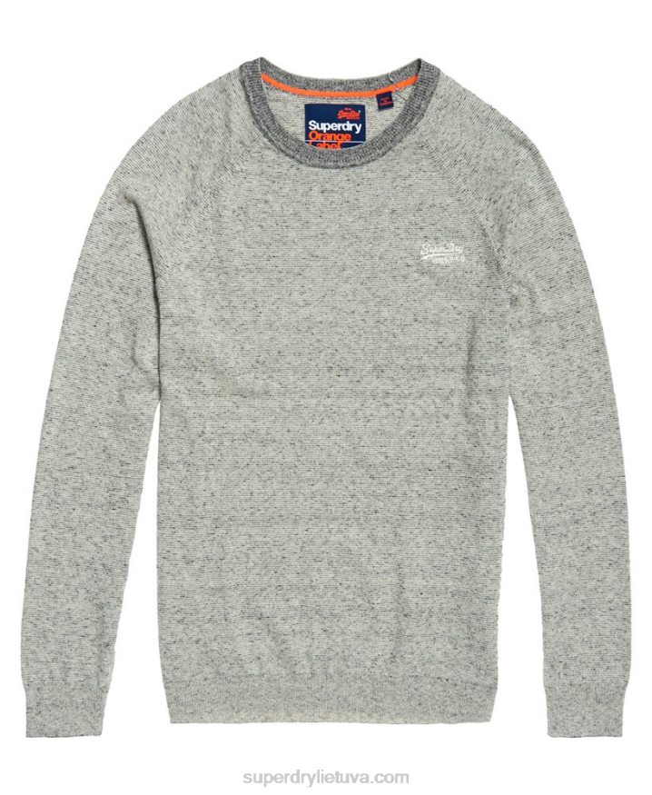 Superdry Orange Label Cotton Crew jumper Light Grey Men