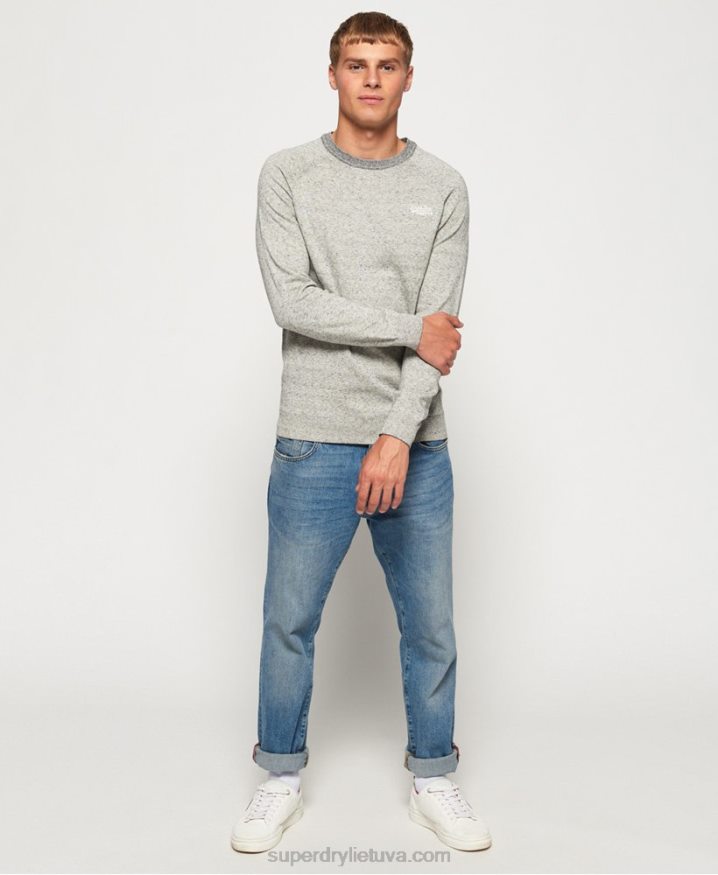 Superdry Orange Label Cotton Crew jumper Light Grey Men