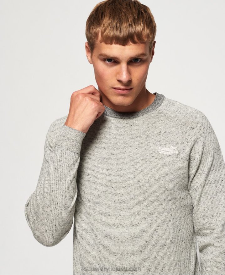 Superdry Orange Label Cotton Crew jumper Light Grey Men