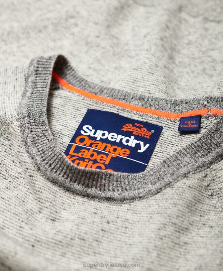 Superdry Orange Label Cotton Crew jumper Light Grey Men