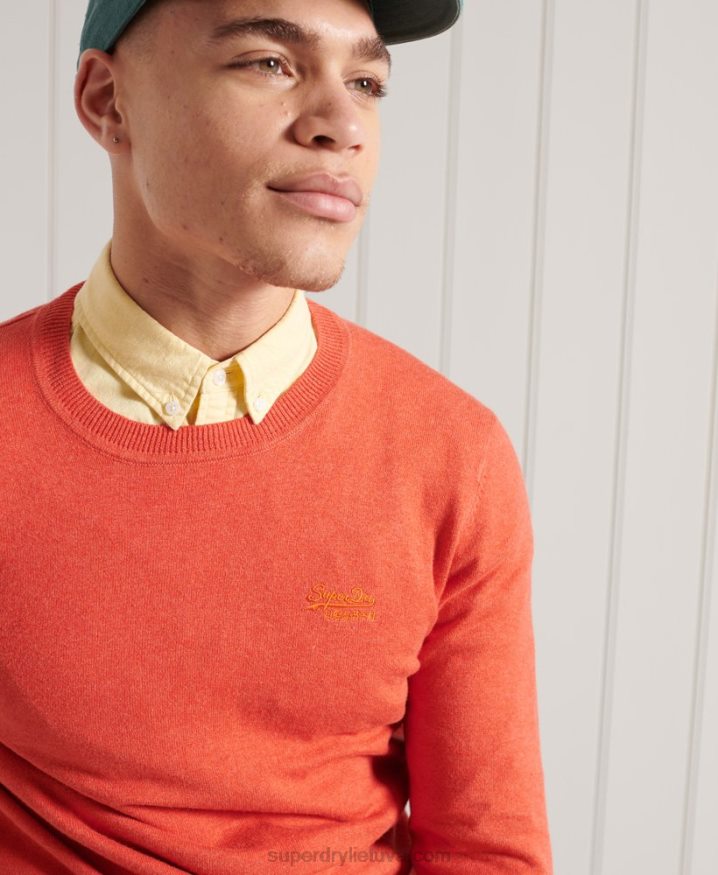 Superdry Orange Label Crew Jumper Orange Men