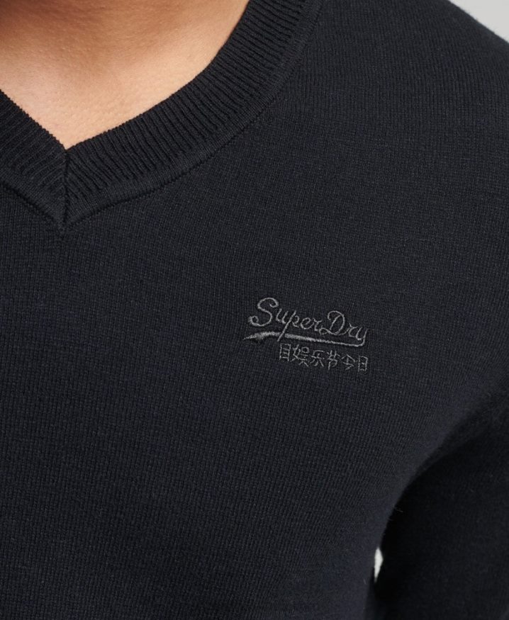 Superdry Orange Label V-Neck Jumper Black Men