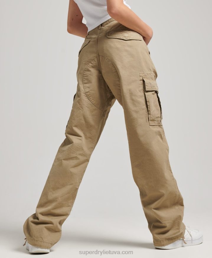 Superdry Organic Cotton Baggy Cargo Pants Beige Women