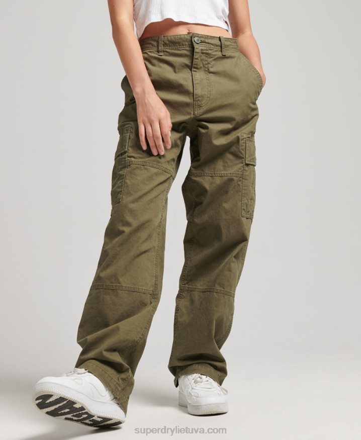 Superdry Organic Cotton Baggy Cargo Pants Khaki Women