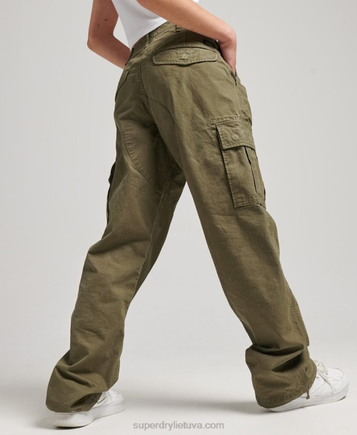 Superdry Organic Cotton Baggy Cargo Pants Khaki Women