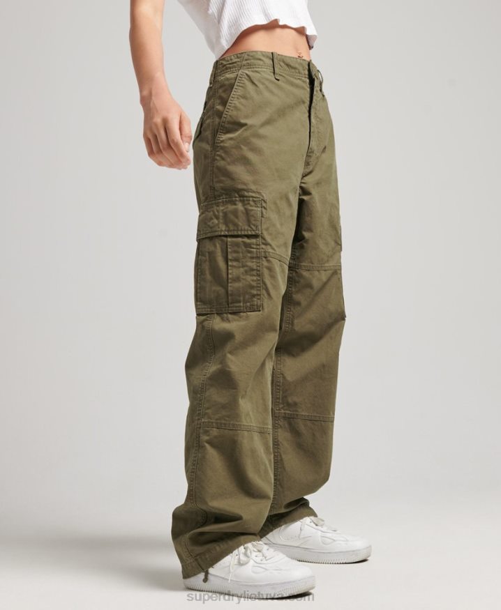 Superdry Organic Cotton Baggy Cargo Pants Khaki Women