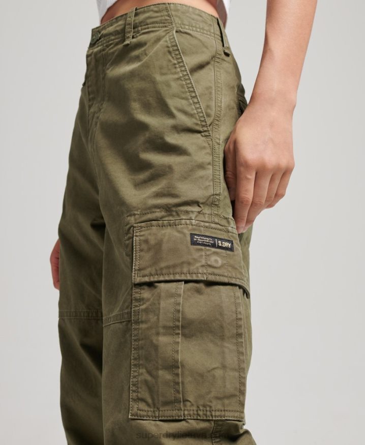 Superdry Organic Cotton Baggy Cargo Pants Khaki Women