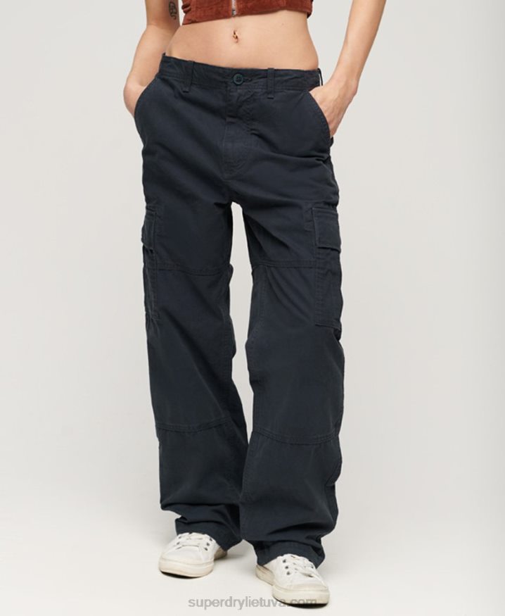 Superdry Organic Cotton Baggy Cargo Pants Navy Women