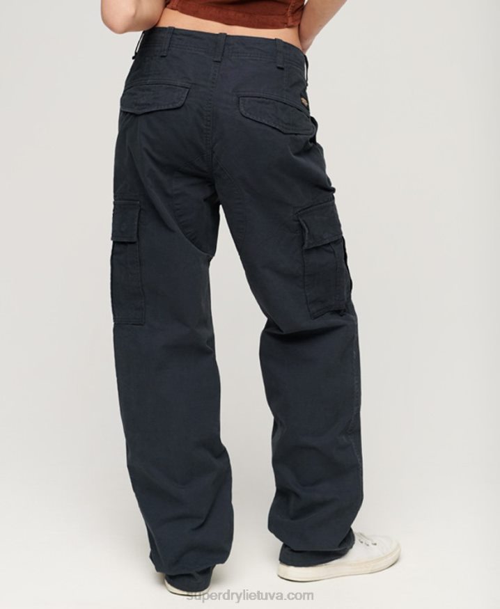 Superdry Organic Cotton Baggy Cargo Pants Navy Women